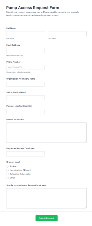 Pump Access Request Form Template