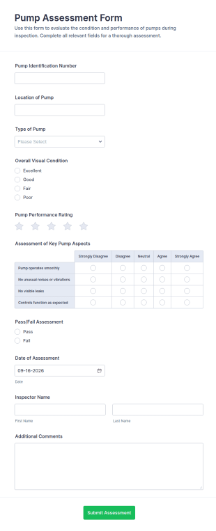 Pump Assessment Form Template