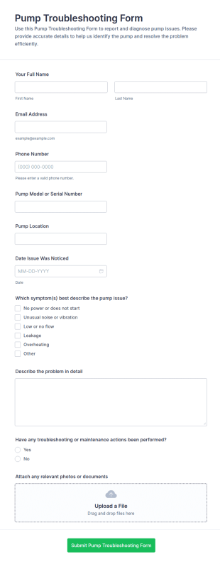 Pump Troubleshooting Form Template