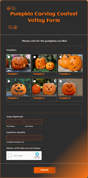 Pumpkin Carving Contest Voting Form Template