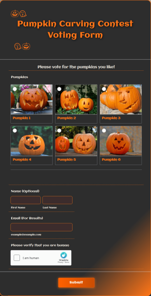 Pumpkin Carving Contest Voting Form Template