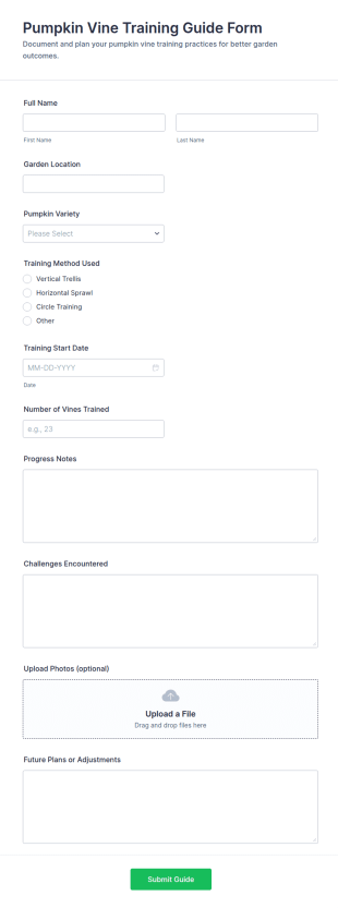 Pumpkin Vine Training Guide Form Template