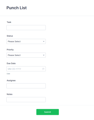 Punch List Form Template