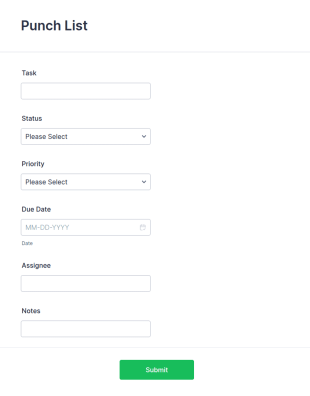 Punch List Form Template