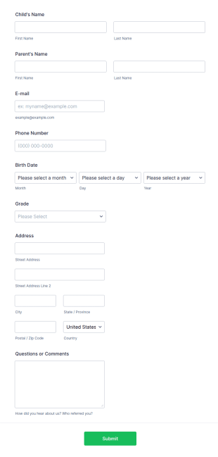 Team Registration Form Template