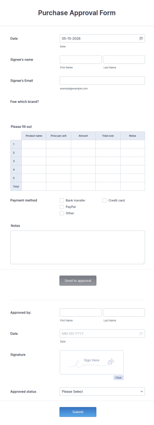 Purchase Approval Form Template
