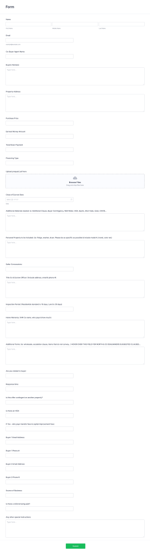 Purchase Offer Form Template