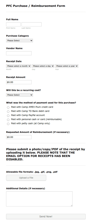 Purchase & Reimbursement Form Template
