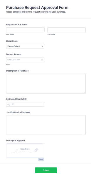 Purchase Request Approval Form Template