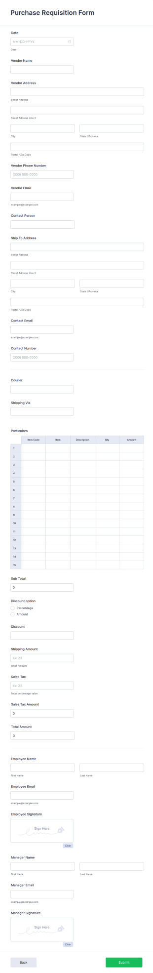 Purchase Requisition Form Template