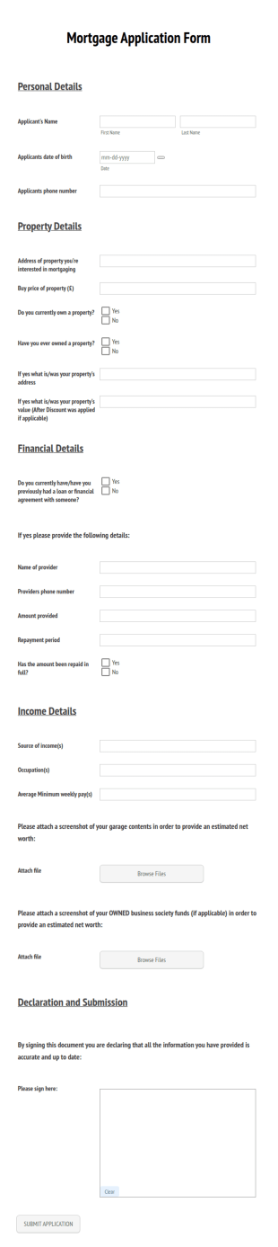 Purple Brick Real Estate Mortgage Application Form Template