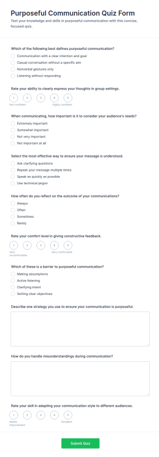 Purposeful Communication Quiz Form Template