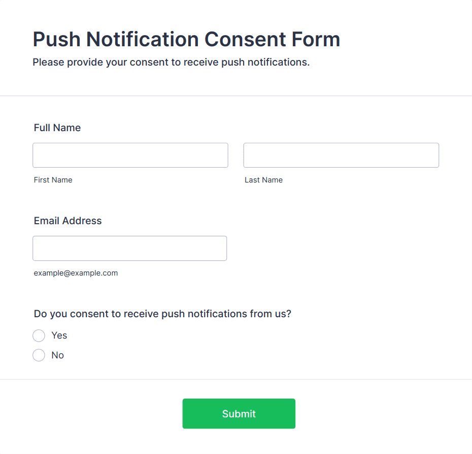 Push Notification Consent Form Template | Jotform
