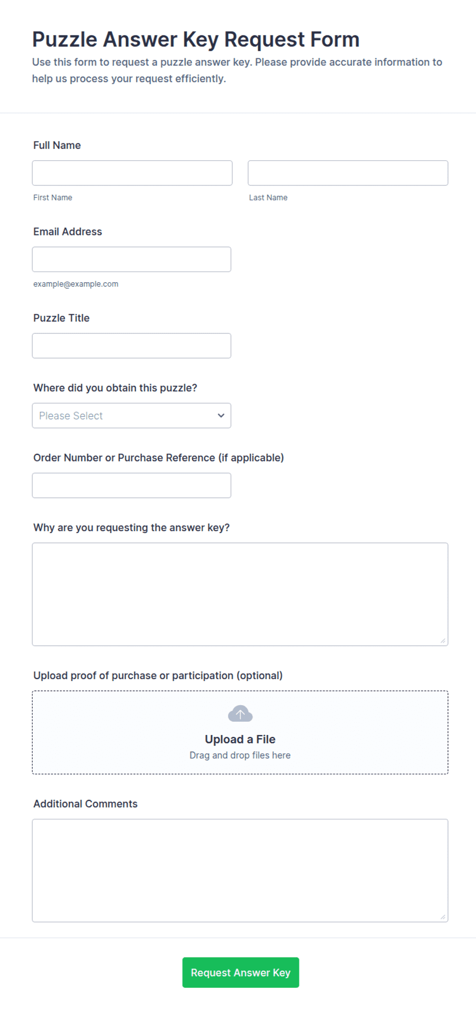 Contract Form Template.pdf Puzzle Answer Key Request Form Template | Jotform