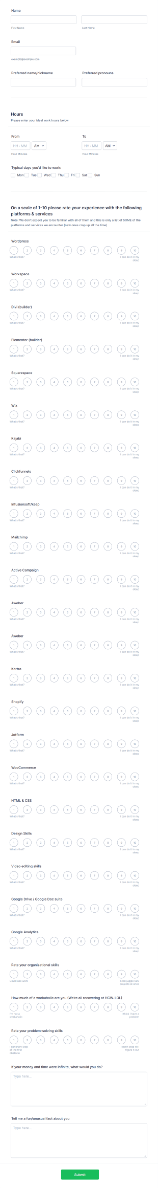 PVA Onboarding Form Template