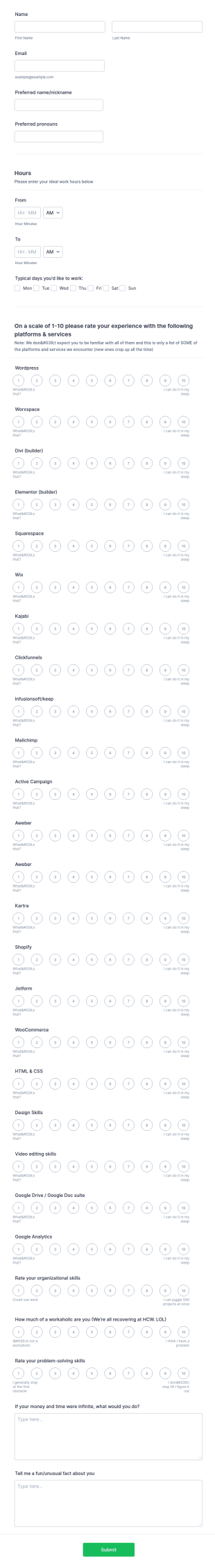 PVA Onboarding Form Template