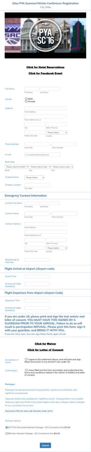 Youth Conference Registration Form Template