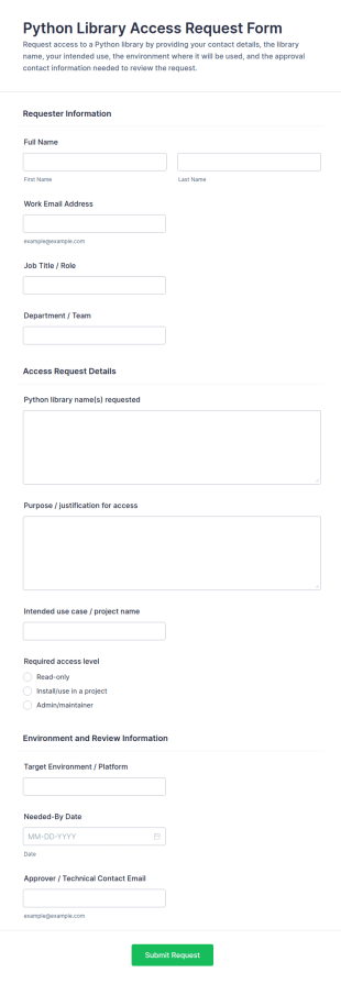 Python Library Access Request Form Template