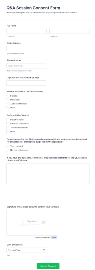 Q&A Session Consent Form Template