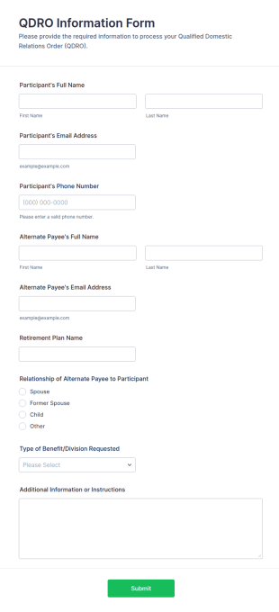 QDRO Information Form Template