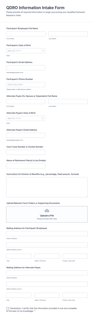 QDRO Information Intake Form Template