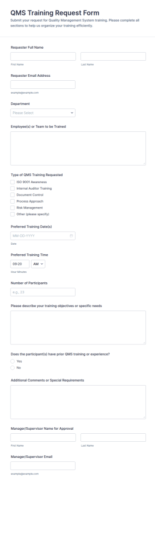 QMS Training Request Form Template