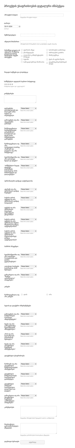 ყოველდღიური უსაფრთხოების ინსპექცია Form Template