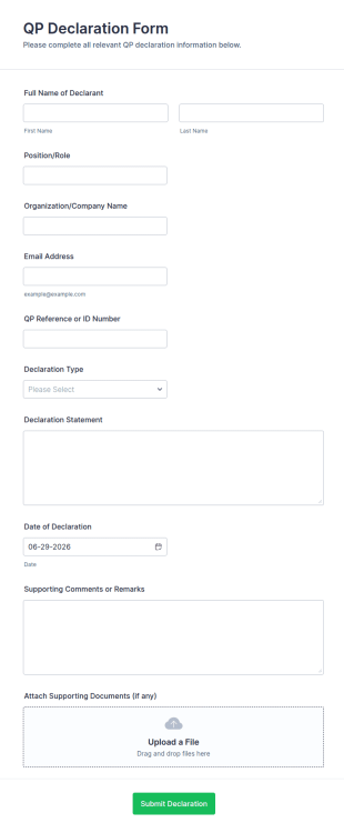 QP Declaration Form Template