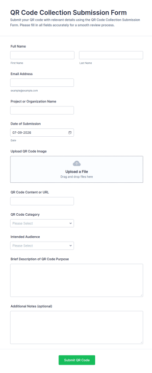 QR Code Collection Submission Form Template