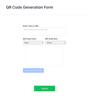QR Code Generation Form Template