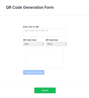 QR Code Generation Form Template