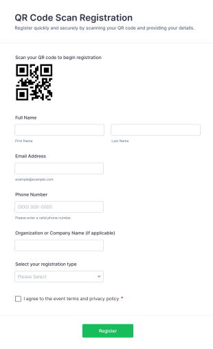 QR Code Scan Registration Form Template