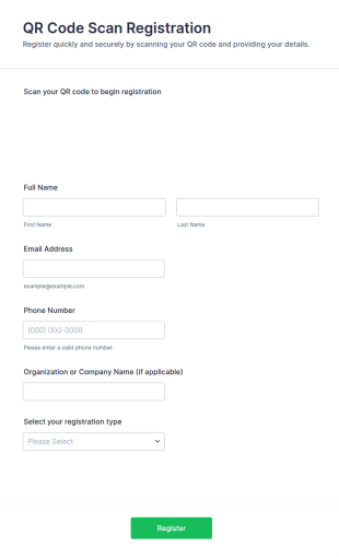 QR Code Scan Registration Form Template