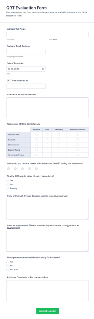 QRT Evaluation Form Template