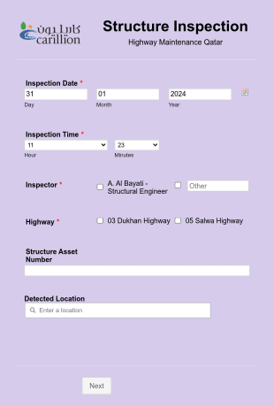Structure Inspection Form Template
