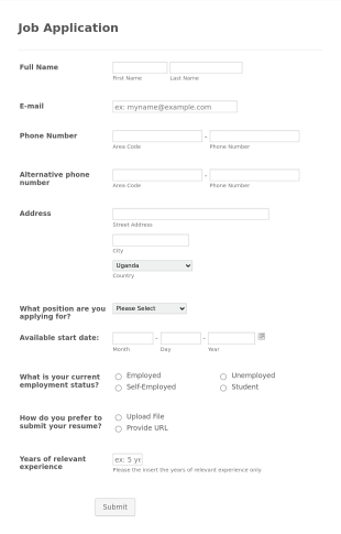 Qsourcing Application Form Template