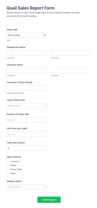 Quail Sales Report Form Template
