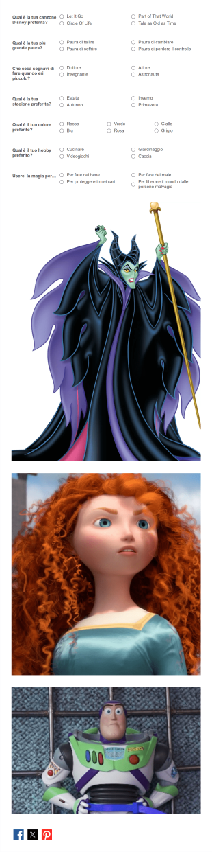 Quale Personaggio Disney Sei? Form Template