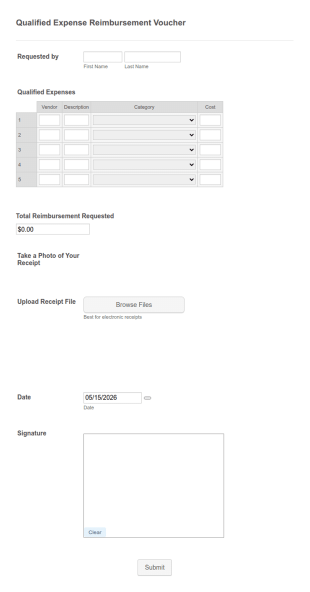Qualified Expense Reimbursement Voucher Form Template