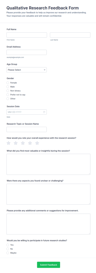 Qualitative Research Feedback Form Template