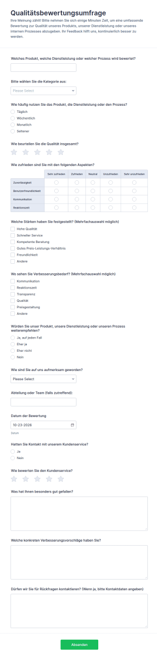 Qualitätsbewertungsumfrage