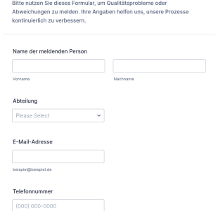 Qualitätsmeldung Formular