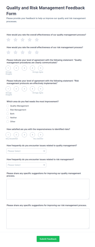 Quality And Risk Management Feedback Form Template