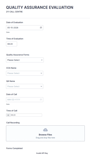 Quality Assurance Evaluation Form 211 CALL CENTRE
