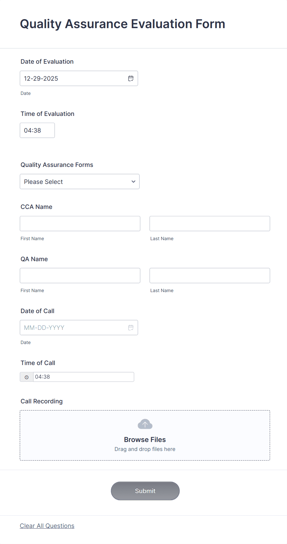 Quality Assurance Evaluation Form Template | Jotform