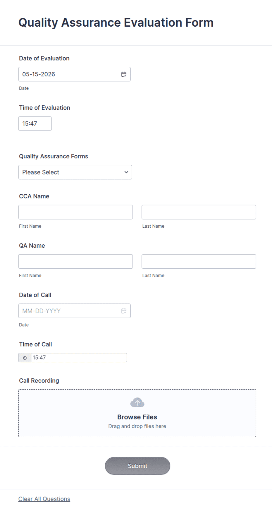 Quality Assurance Evaluation Form Template | Jotform