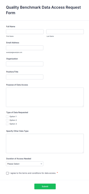 Quality Benchmark Data Access Request Form Template
