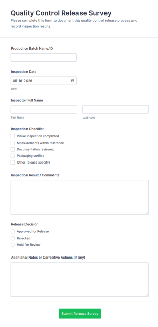 Quality Control Release Survey Form Template