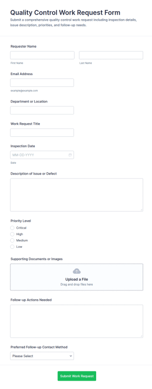 Quality Control Work Request Form Template