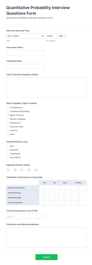 Quantitative Probability Interview Questions Form Template